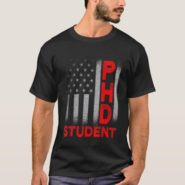 Camiseta Ph D Student Dissertation Us Flags Doctorate Gradu (Frente)