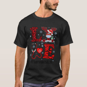 Camiseta Ph Love Reindeer Farmacêutica de Natal Red Xadrez