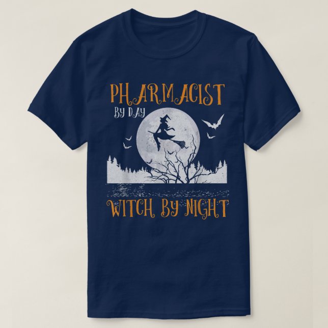 Camiseta Pharmacist By Day Witch By Night Women Halloween T (Frente do Design)