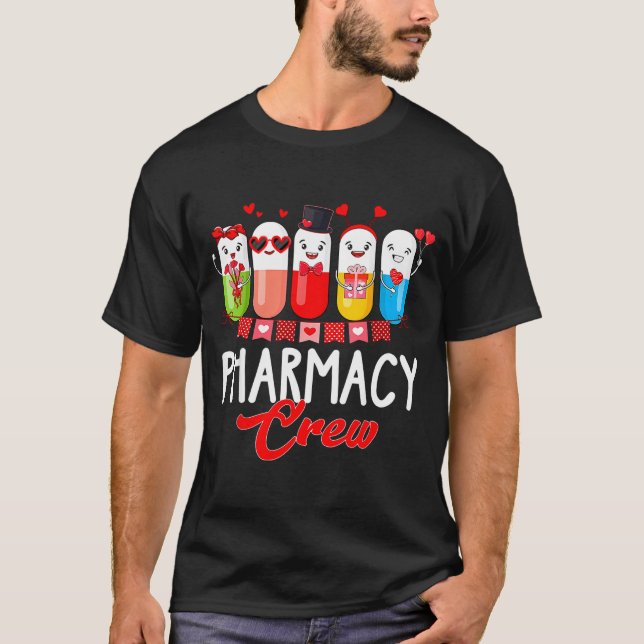Camiseta Pharmacy Crew Nurse Valentines Day Pharmacist Tech (Frente)