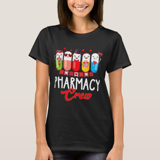 Camiseta Pharmacy Crew Nurse Valentines Day Pharmacist Tech (Frente)
