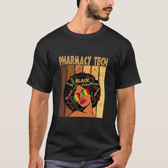 Camiseta Pharmacy Tech Afro African American Black History (Frente)