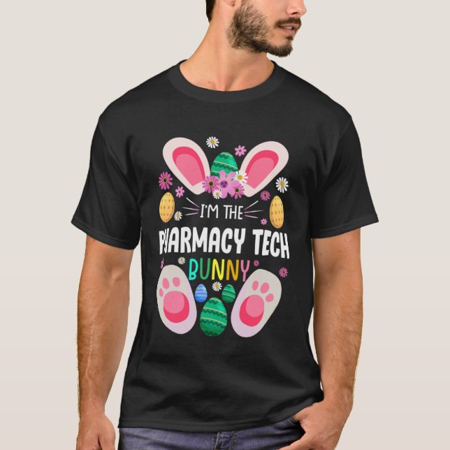 Camiseta Pharmacy Tech Teacher Bunny Easter Day Rabbit Fami (Frente)