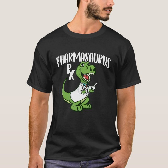 Camiseta Pharmasaurus Rx - Farmacêutico Pharmacy Technicus  (Frente)
