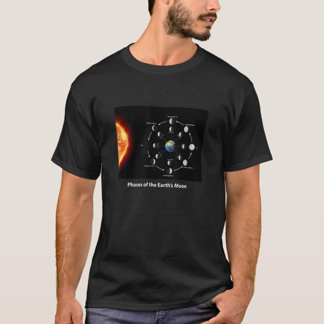 Camiseta Phases of The Moon on Earth Illustration Graphic D (Frente)
