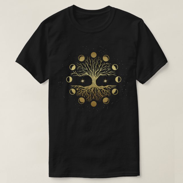 Camiseta Phases of the Moon Tree of Life Mystical Zen Yoga  (Frente do Design)