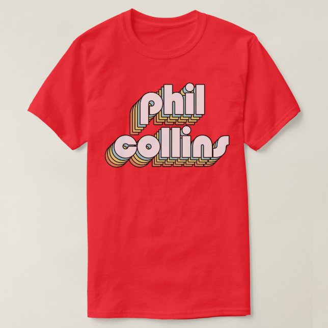 Camiseta Phil Collins Retro Rainbow Tipografia Estilo Desva (Frente do Design)