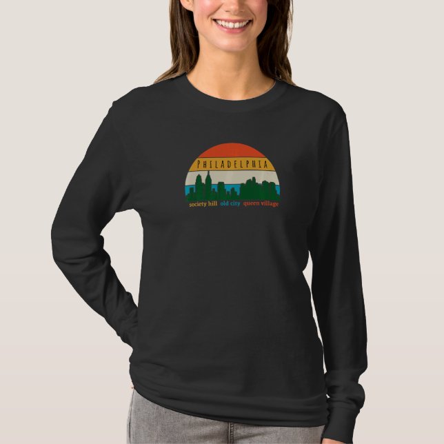 Camiseta Philadelphia Cityscape Sunset Old City Philly Neig (Frente)