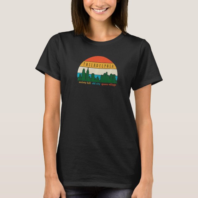 Camiseta Philadelphia Cityscape Sunset Old City Philly Neig (Frente)