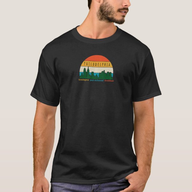 Camiseta Philadelphia Cityscape Sunset Port Richmond Neighb (Frente)