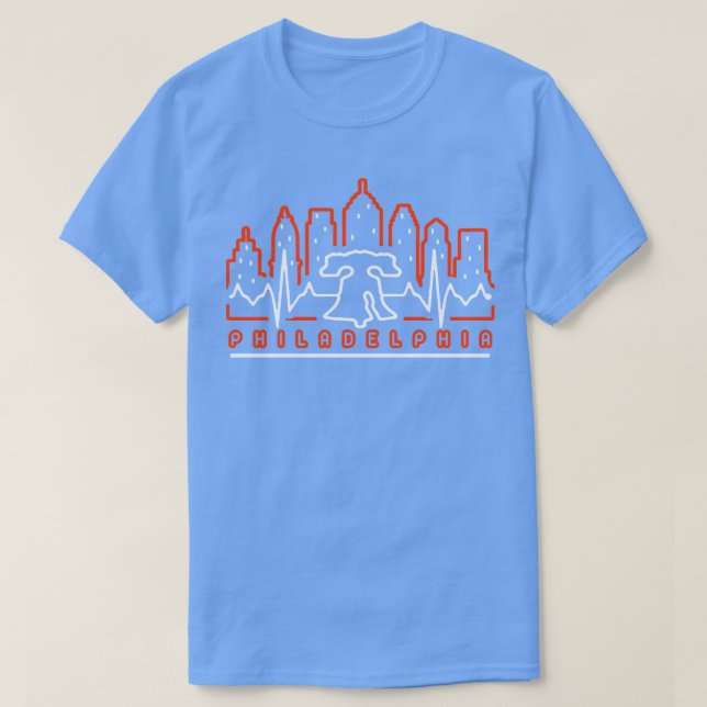 Camiseta Philadelphia Orange and Black EKG Heartbeat Philly (Frente do Design)