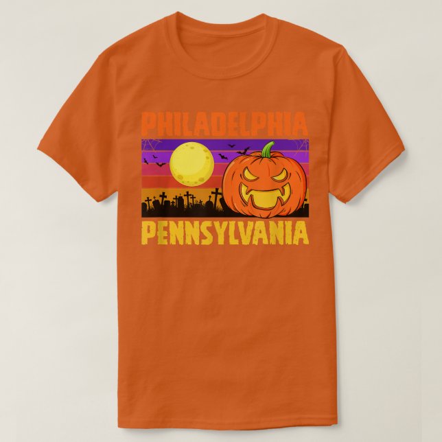 Camiseta Philadelphia Pennsylvania Happy Halloween Party Lo (Frente do Design)