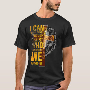 Camiseta Philippians 413 Christian Bíblia Verse Lion Men Hu