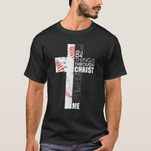 Camiseta Philippians 4 13 Baseball Cross Dotada Christian B