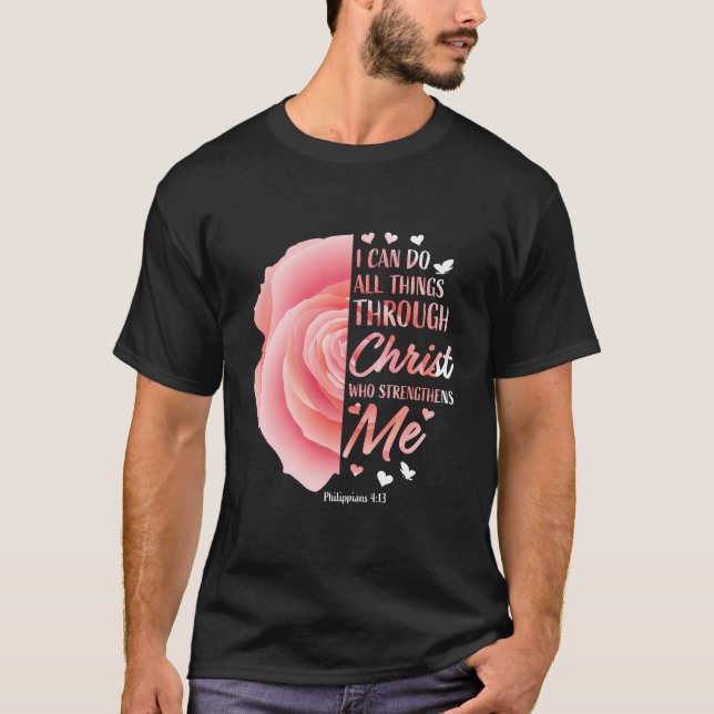 Camiseta Philippians 4 13 Bíblia cristã Verso religioso (Frente)
