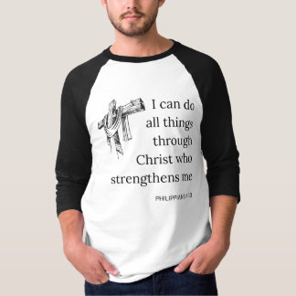 Camiseta Philippians 4:13 Bíblia Scripture Cote 3/4 Masculi