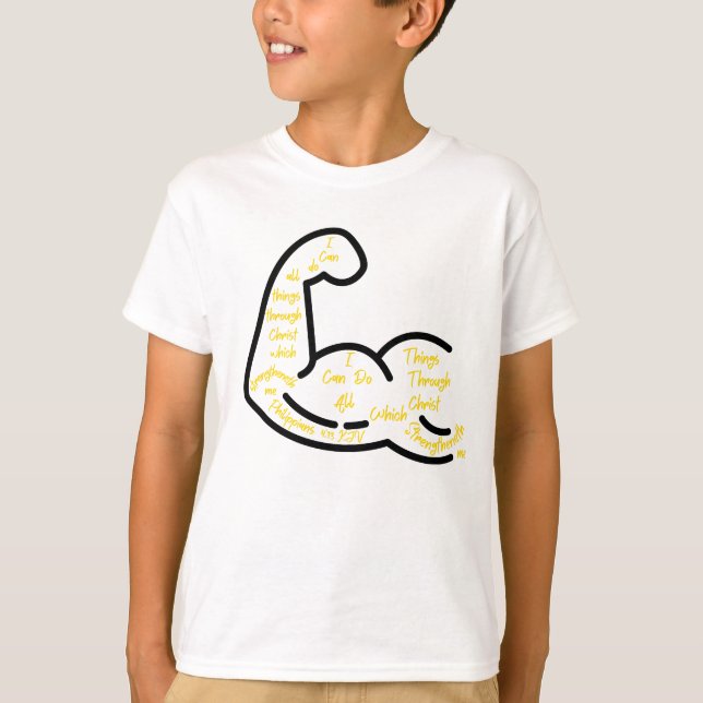 Camiseta Philippians 4:13 KJV Bíblia Verse Boy (Frente)