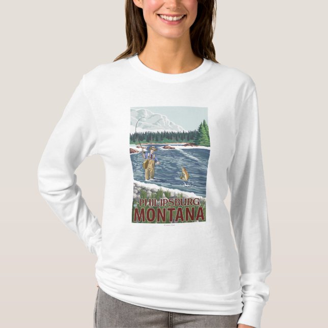 Camiseta Philipsburg, pescador de MontanaFly (Frente)