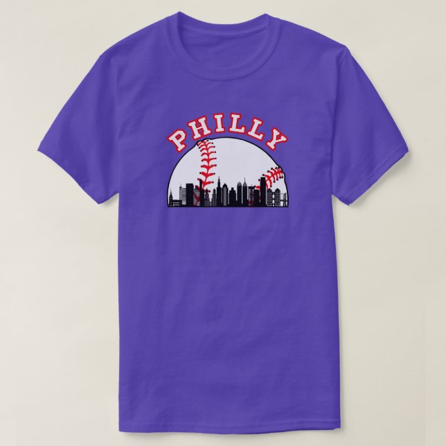 Camiseta Philly Baseball  Philly PA Cityscape Skyline  (Frente do Design)