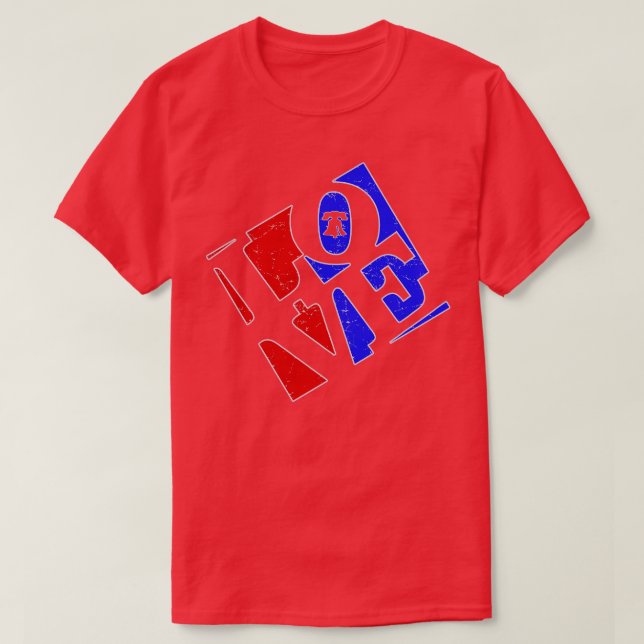Camiseta Philly Love Red White e Blue Liberty Bell Philad (Frente do Design)