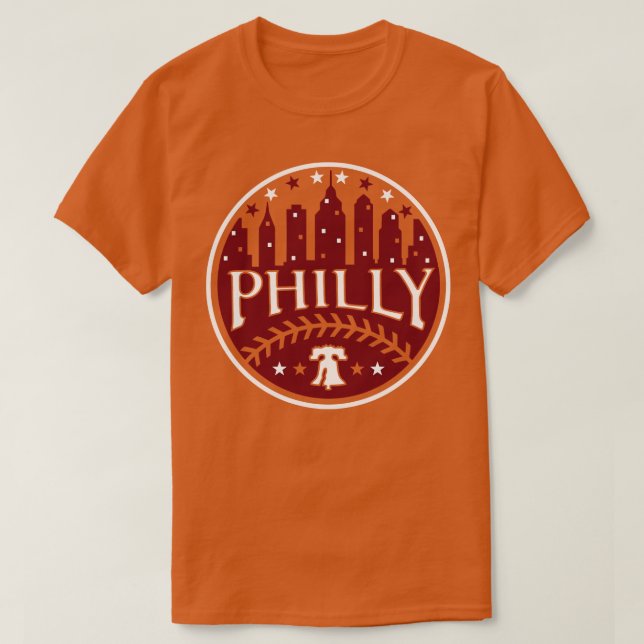 Camiseta Philly Red White e Philadelphia Blue Baseball Fa (Frente do Design)
