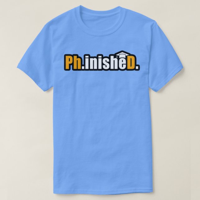 Camiseta Phinishe D em laranja realce engraçado pdh grau qu (Frente do Design)