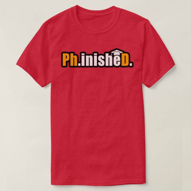 Camiseta Phinishe D em laranja realce engraçado pdh grau qu (Frente do Design)