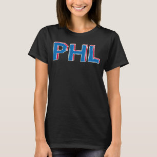 Camiseta PHL Philadelphia Abreviaturas em Vermelho Azul