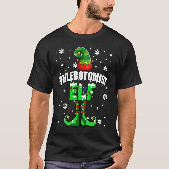 Camiseta Phlebotomist Elf Christmas Elf Costume Matching Fa (Frente)