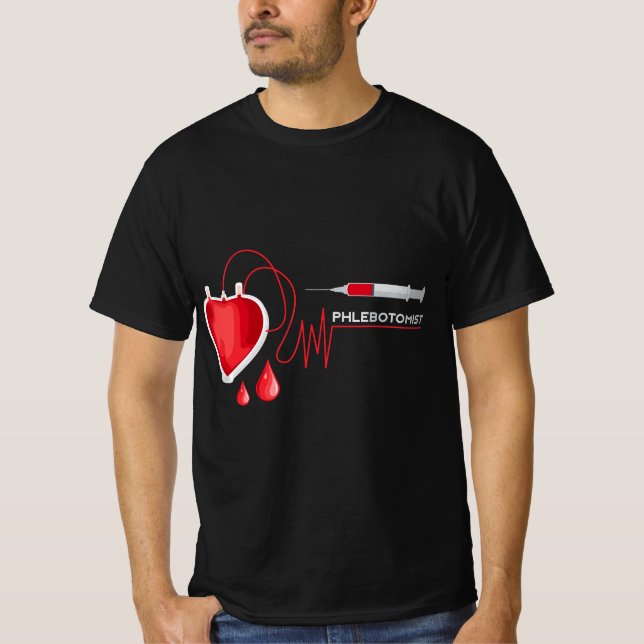 Camiseta Phlebotomist Phlebotomy Syringe Veins Heart Pulse  (Frente)