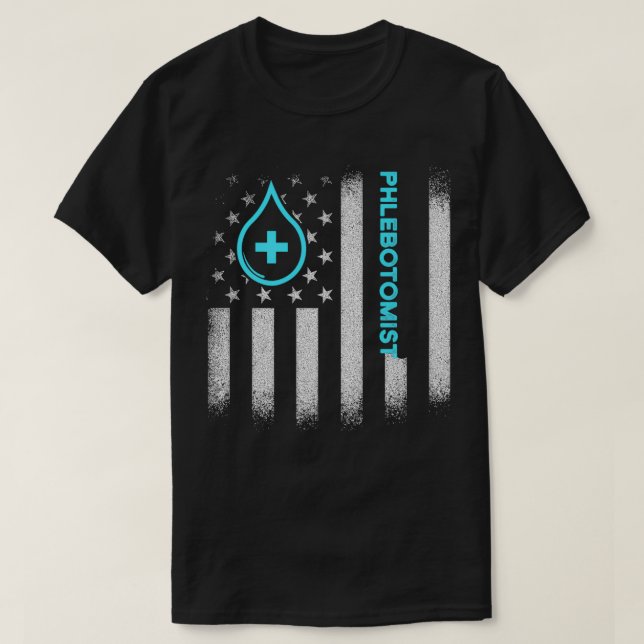 Camiseta Phlebotomist US Flag Phlebotomy Technician (Frente do Design)