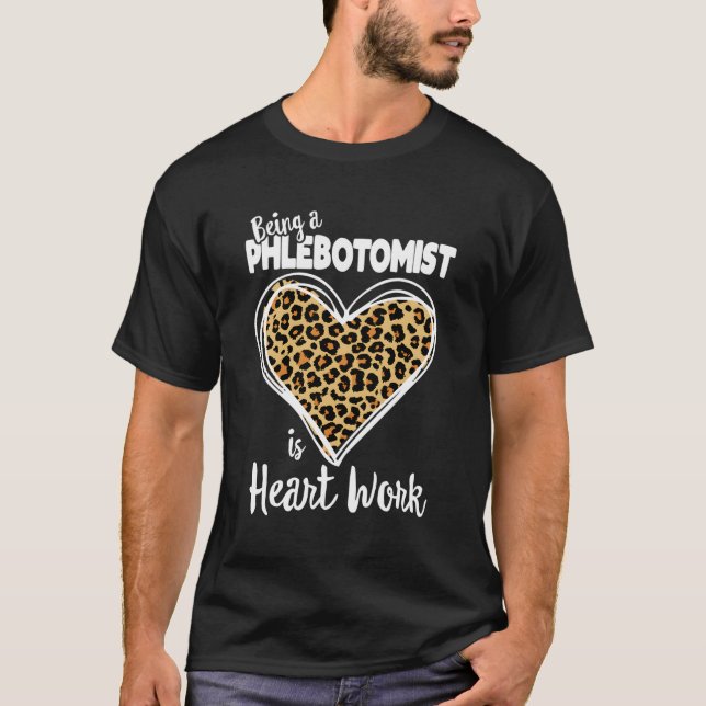 Camiseta Phlebotomy Leopard Xadrez Para Phlebotomist (Frente)