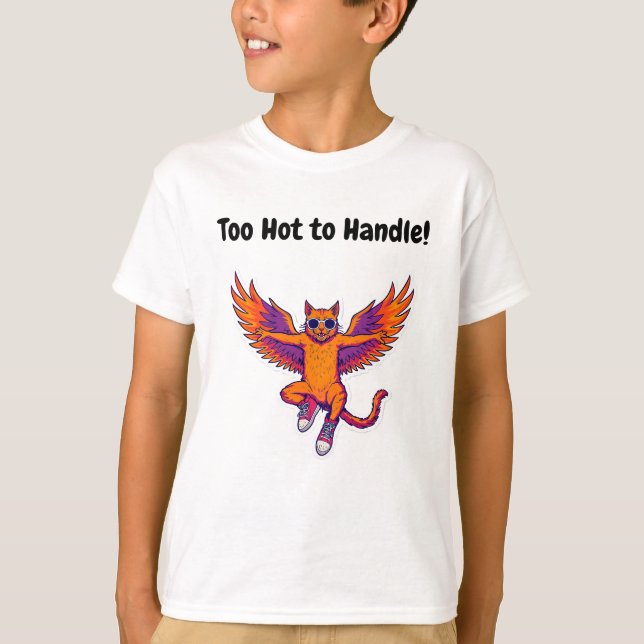 Camiseta Phoenix Cat Kids T-Shirt – Magical Fire Kitty (Frente)