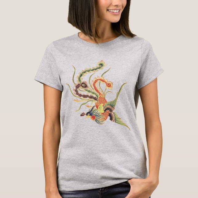 Camiseta Phoenix Chinês - Fenghuang Mythological Birds Ar (Frente)