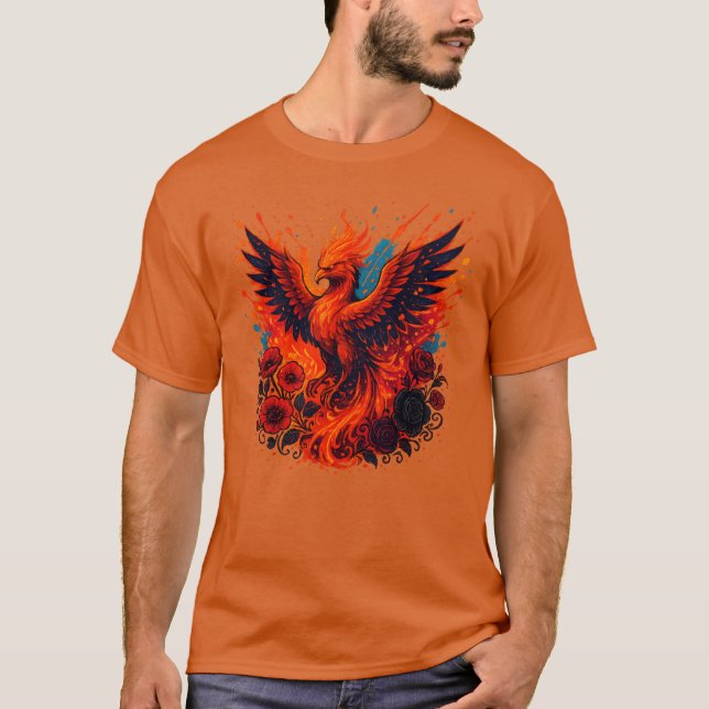 Camiseta Phoenix Fire Neon Fantasy Art (Frente)