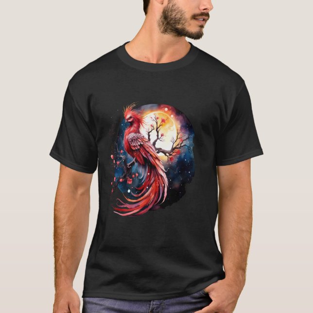 Camiseta Phoenix Fire Phoenix Bird Sakura Árvore mítica (Frente)