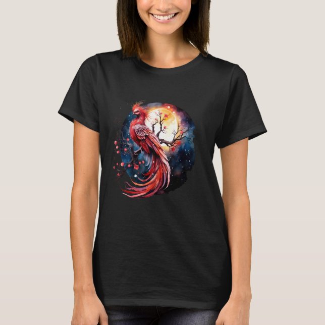 Camiseta Phoenix Fire Phoenix Bird Sakura Árvore mítica (Frente)