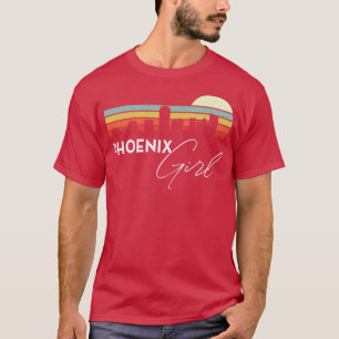 Camiseta Phoenix Girl Retro Sunset City Skyline Souvenir