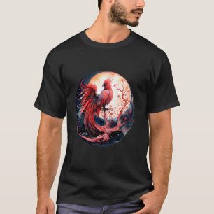 Camiseta Phoenix Moon Fire - Pássaro Sakura Árvore Mythica