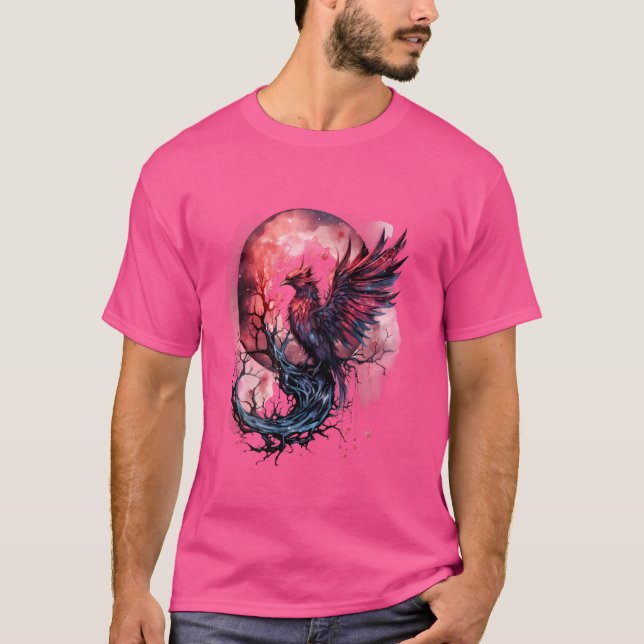 Camiseta Phoenix Moon Fire - Pássaro Sakura Árvore Mythica (Frente)