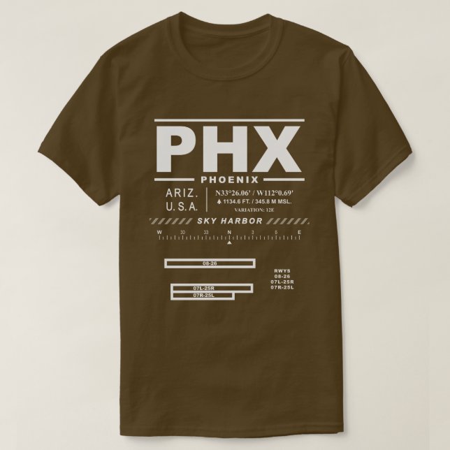 Camiseta Phoenix Sky Harbor Int'l Airport PHX T-Shirt (Frente do Design)
