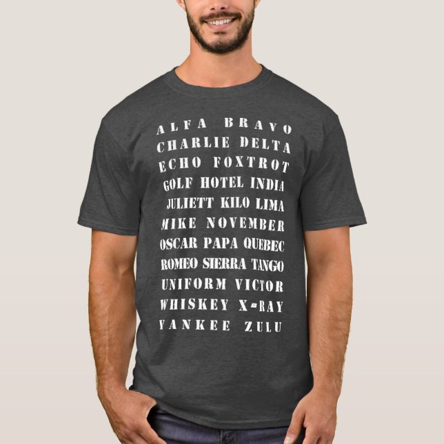 Camiseta Phonetic Military Alphabet Graphic (Frente)