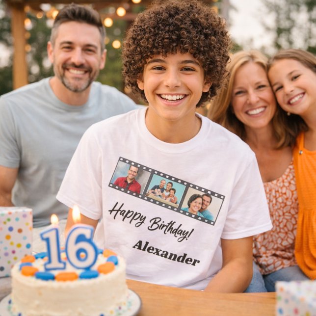 Camiseta Photo collage film name birthday guy (Criador carregado)