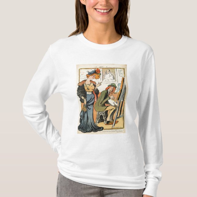 Camiseta Phryne: caricatura do modelo de um artista (Frente)
