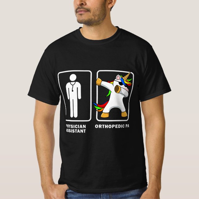 Camiseta Physician Assistant Orthopedic PA Dabbing Unicorn  (Frente)