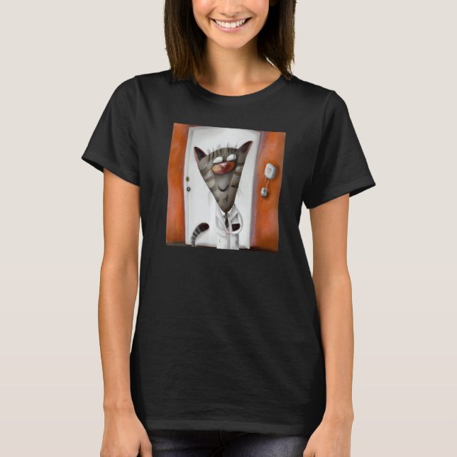 Camiseta Physician kitten witty cat doctor (Frente)