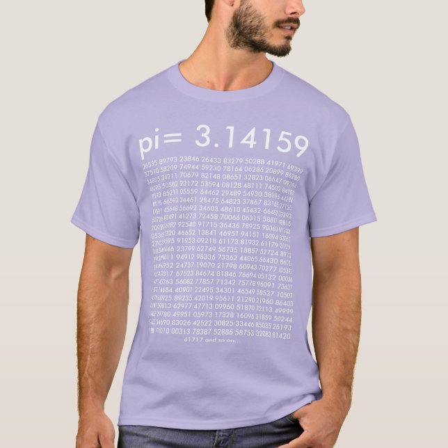Camiseta pi= 3,14159 Dígitos de Lavanda de moda matemática  (Frente)