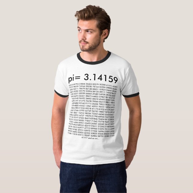 Camiseta pi= 3.14159 e assim por diante Dígitos de Dia da M (Frente Completa)