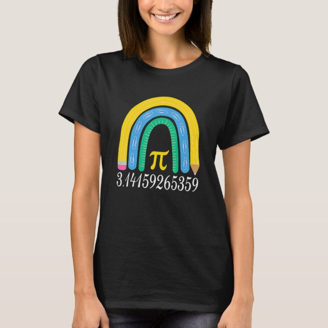 Camiseta Pi Day Matching Math Physic Teacher Rainbow Funny  (Frente)