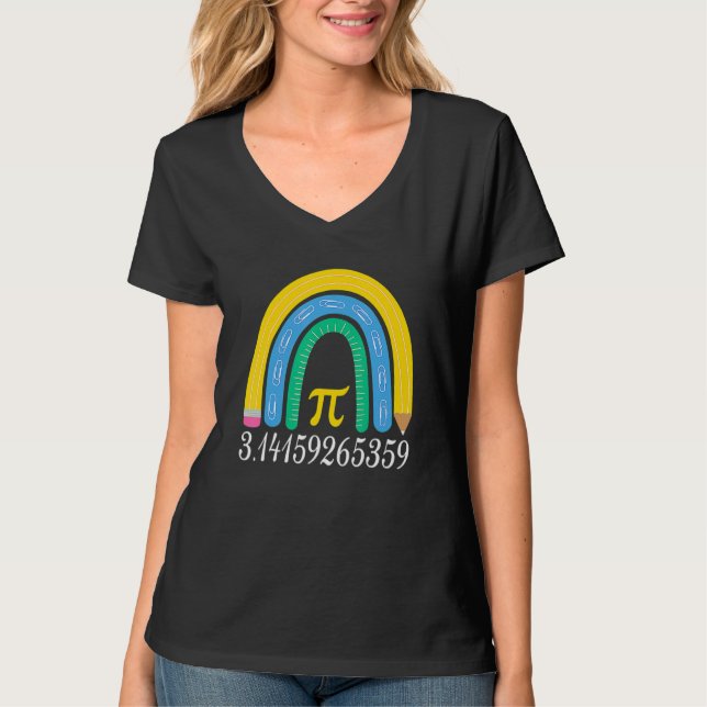 Camiseta Pi Day Matching Math Physic Teacher Rainbow Funny  (Frente)